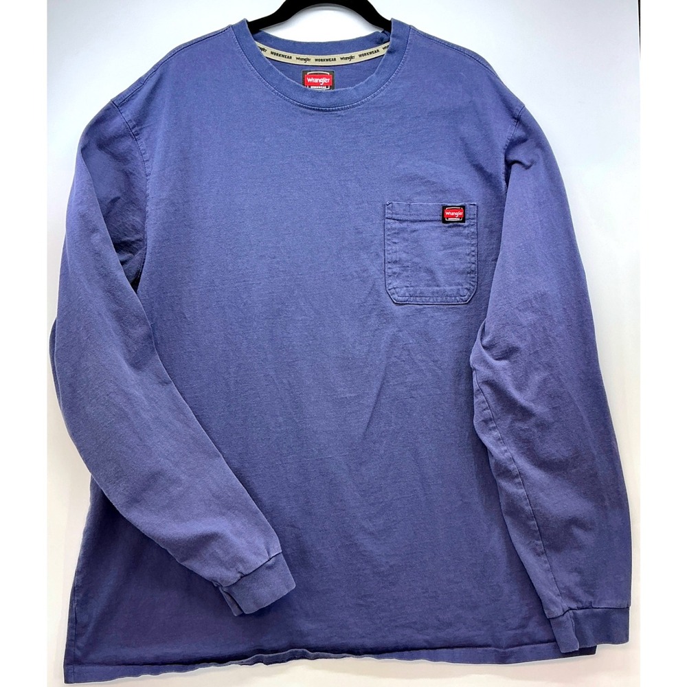 Wrangler Workwear Pocket Long Sleeve Cotton Tee Blue Sz 3XL Minimalist Core